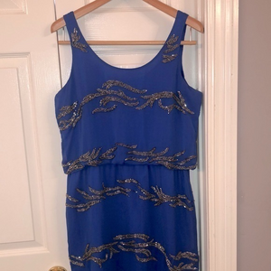Romeo and Juliet‎ couture royal blue beaded dress size medium